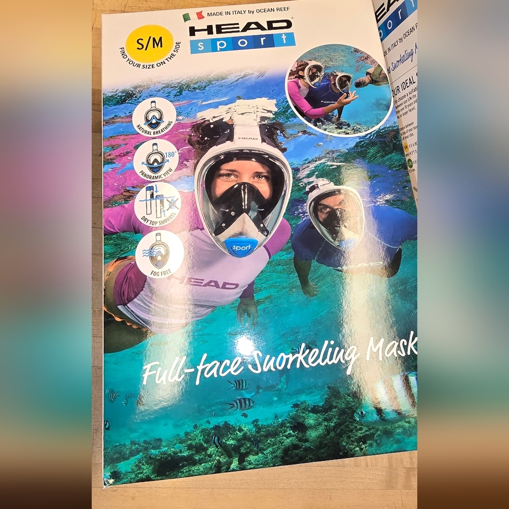 HEAD Full-Face Snorkel Mask in Blue and White